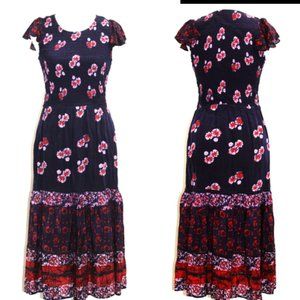 Sea New York Purple Red Batik Midi Dress EUC!